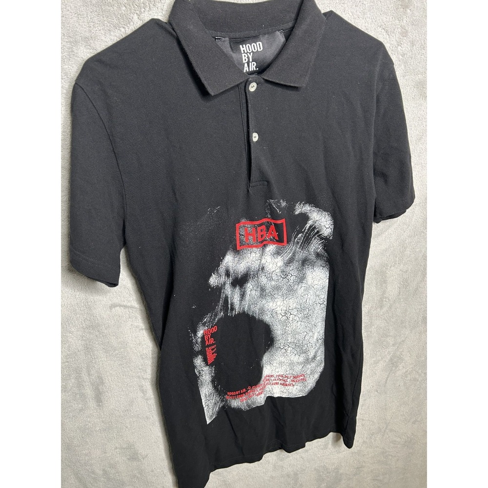 HOOD BY AIR HBA polo Black Headless series ,2016 Streetwear Size M Long